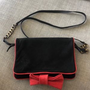 UGG COLLECTION black and red suede purse